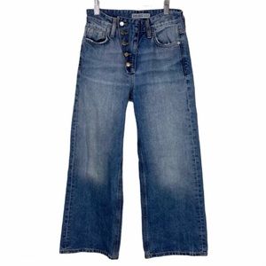 Zara Z1975 Wide Leg High Rise Button Fly Jeans